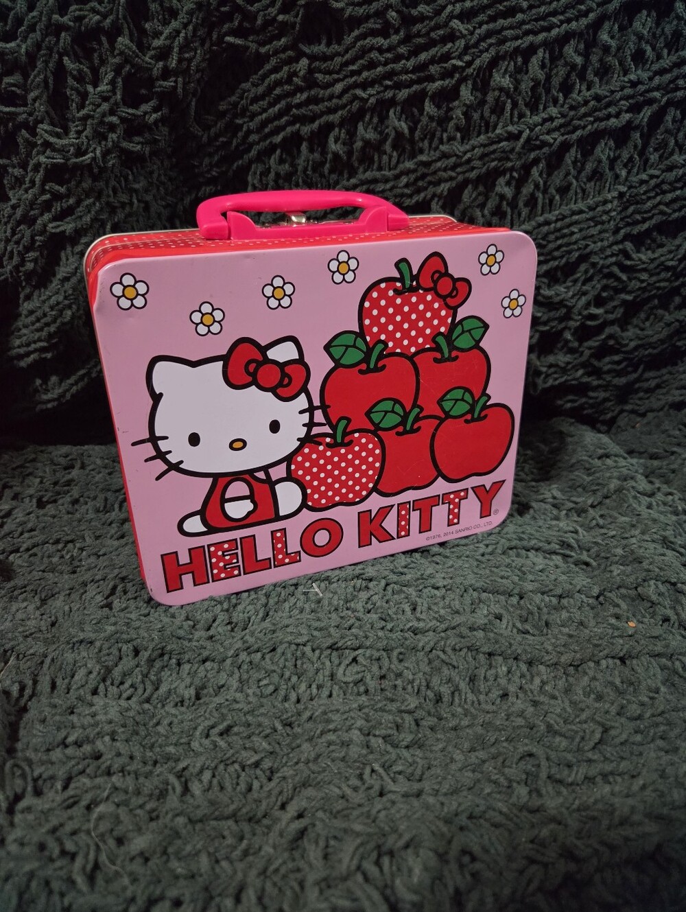 Sanrio Hello Kitty Pink and Red Apple Tin Lunchbox